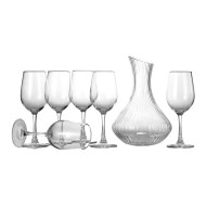 Jogo 7 Peças Decanter 1,7 Litros Com 6 Tacas 315ml Em Vidro